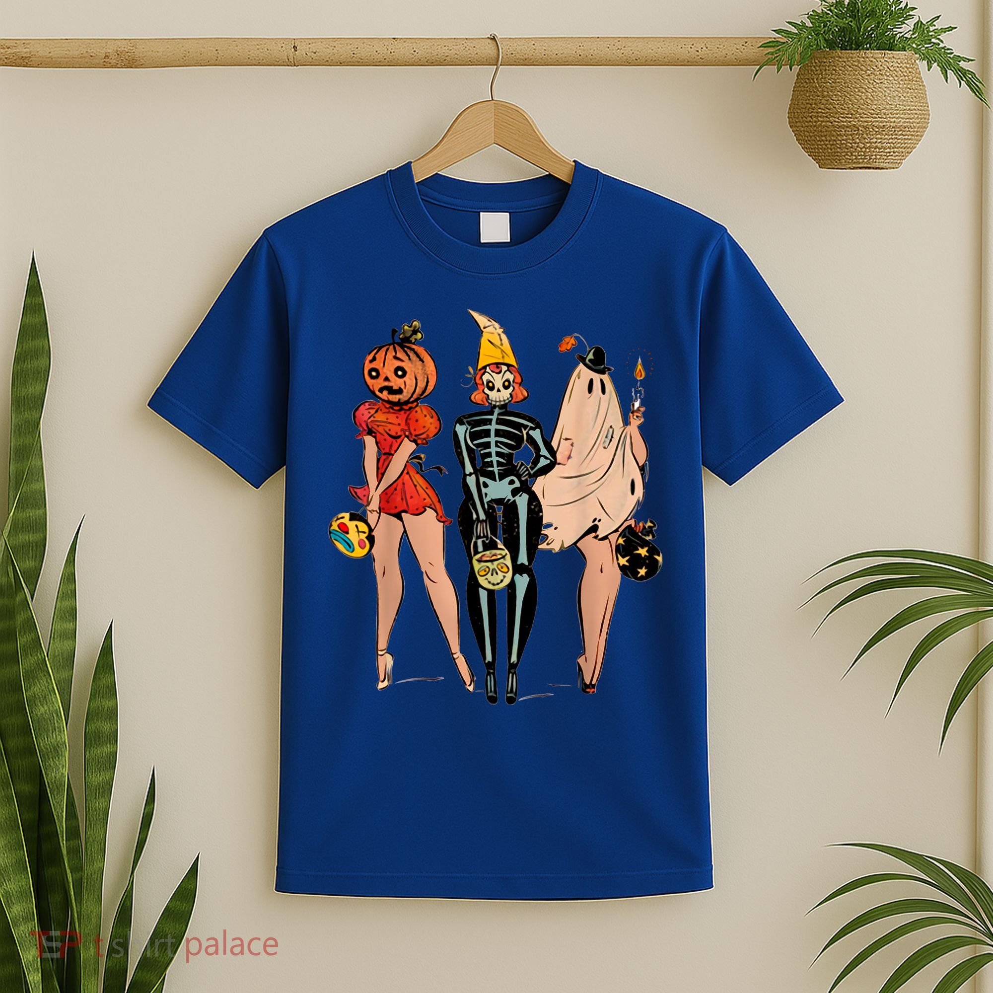 Halloween Witch Pin Up Retro Vintage Pumpkin T-Shirt