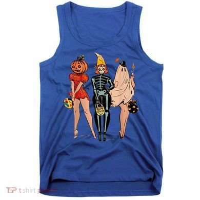 Halloween Witch Pin Up Retro Vintage Pumpkin Tank Top