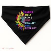 Harris Walz Peace Love Equality Hope Diversity USA-Made Doggie Bandana thumb 0