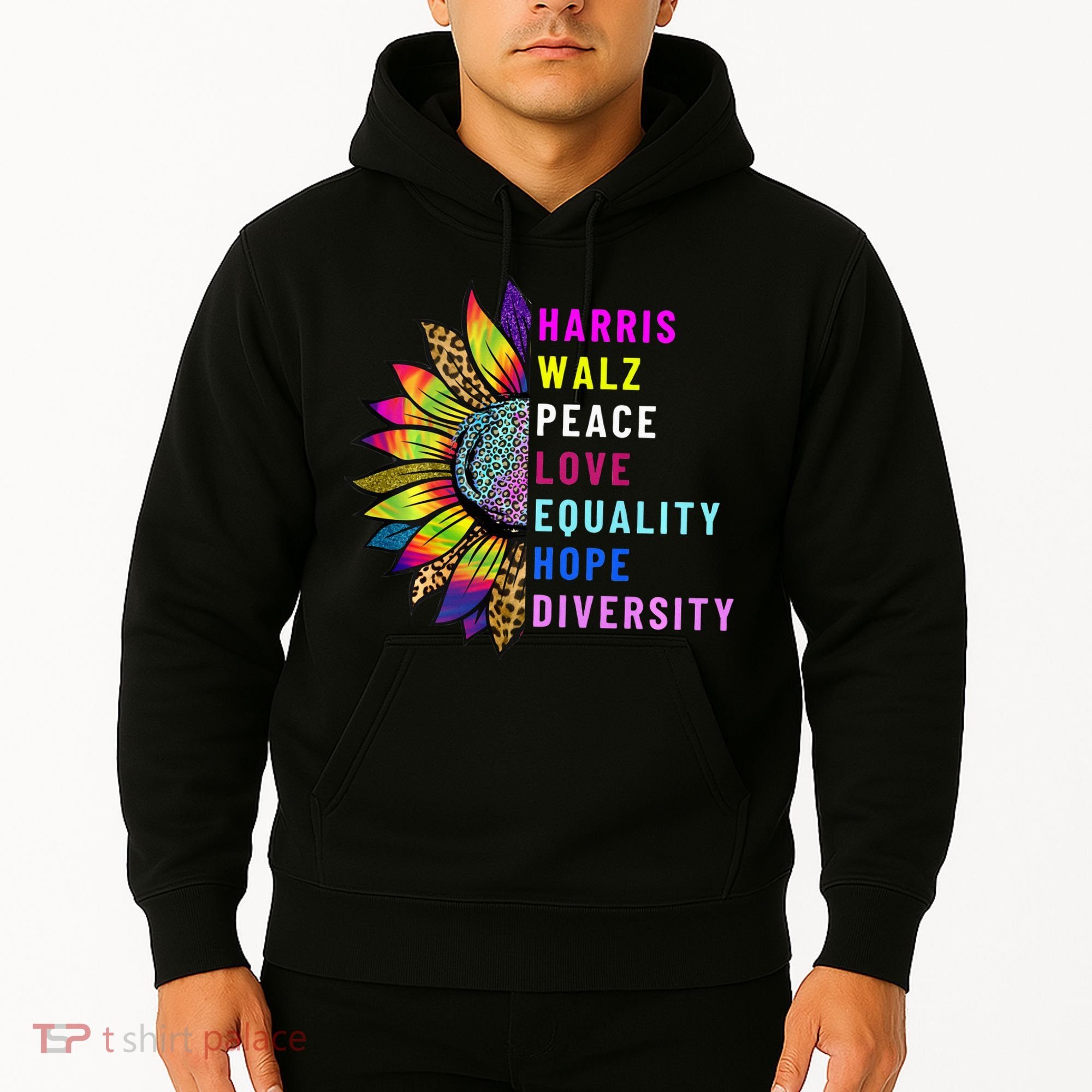 Harris Walz Peace Love Equality Hope Diversity Hoodie