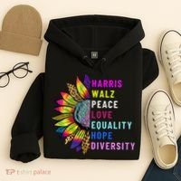 Harris Walz Peace Love Equality Hope Diversity Hoodie thumb 4