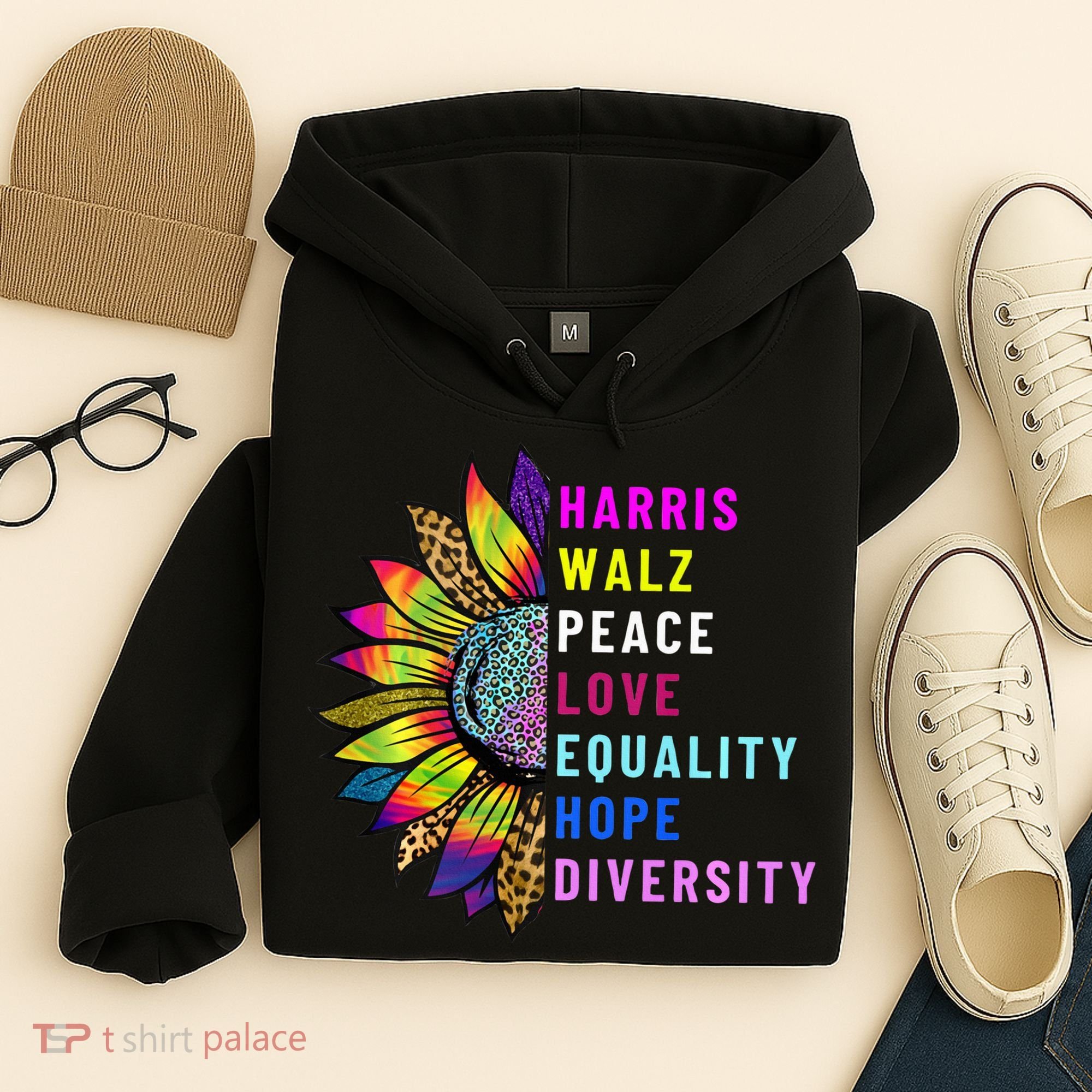 Harris Walz Peace Love Equality Hope Diversity Hoodie