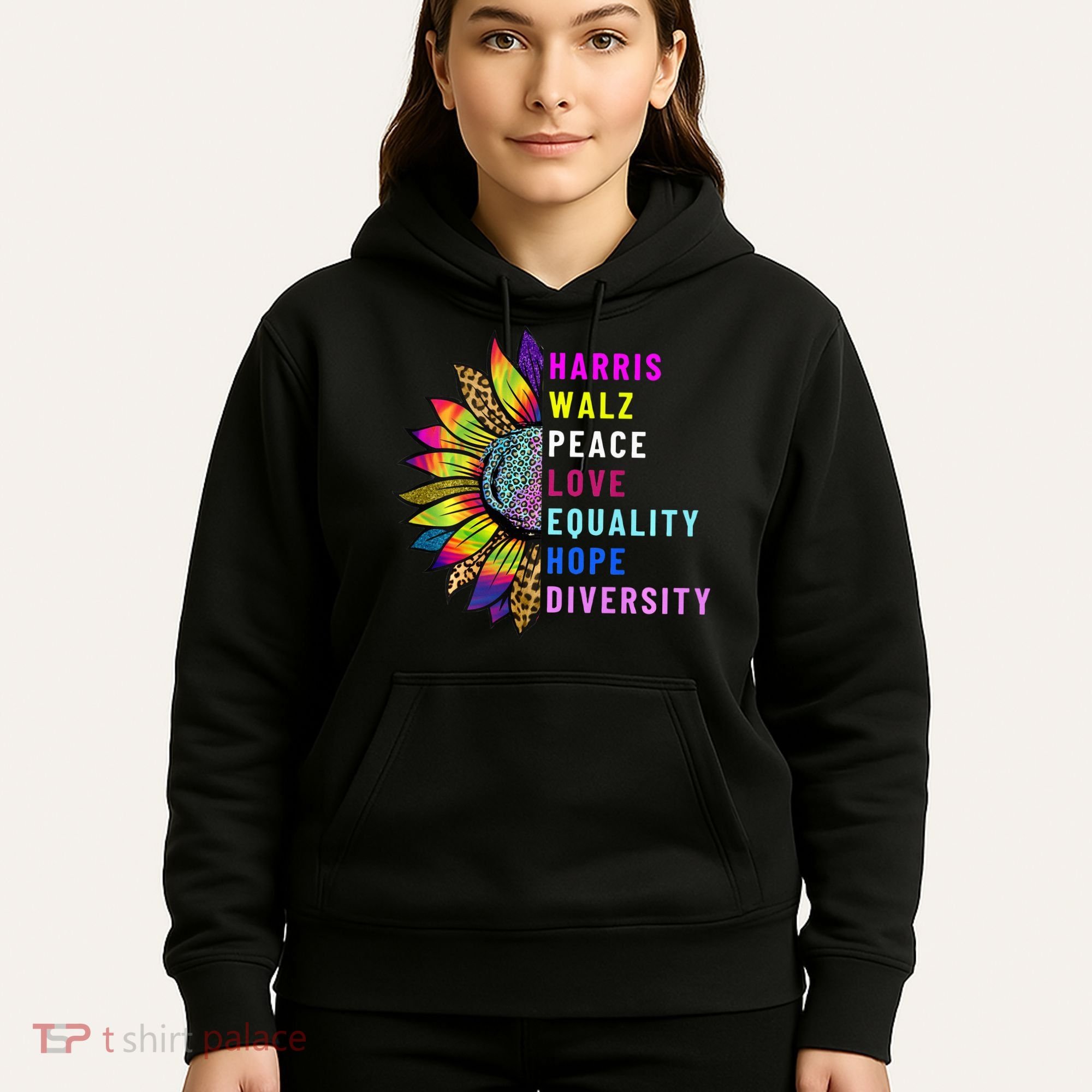 Harris Walz Peace Love Equality Hope Diversity Hoodie