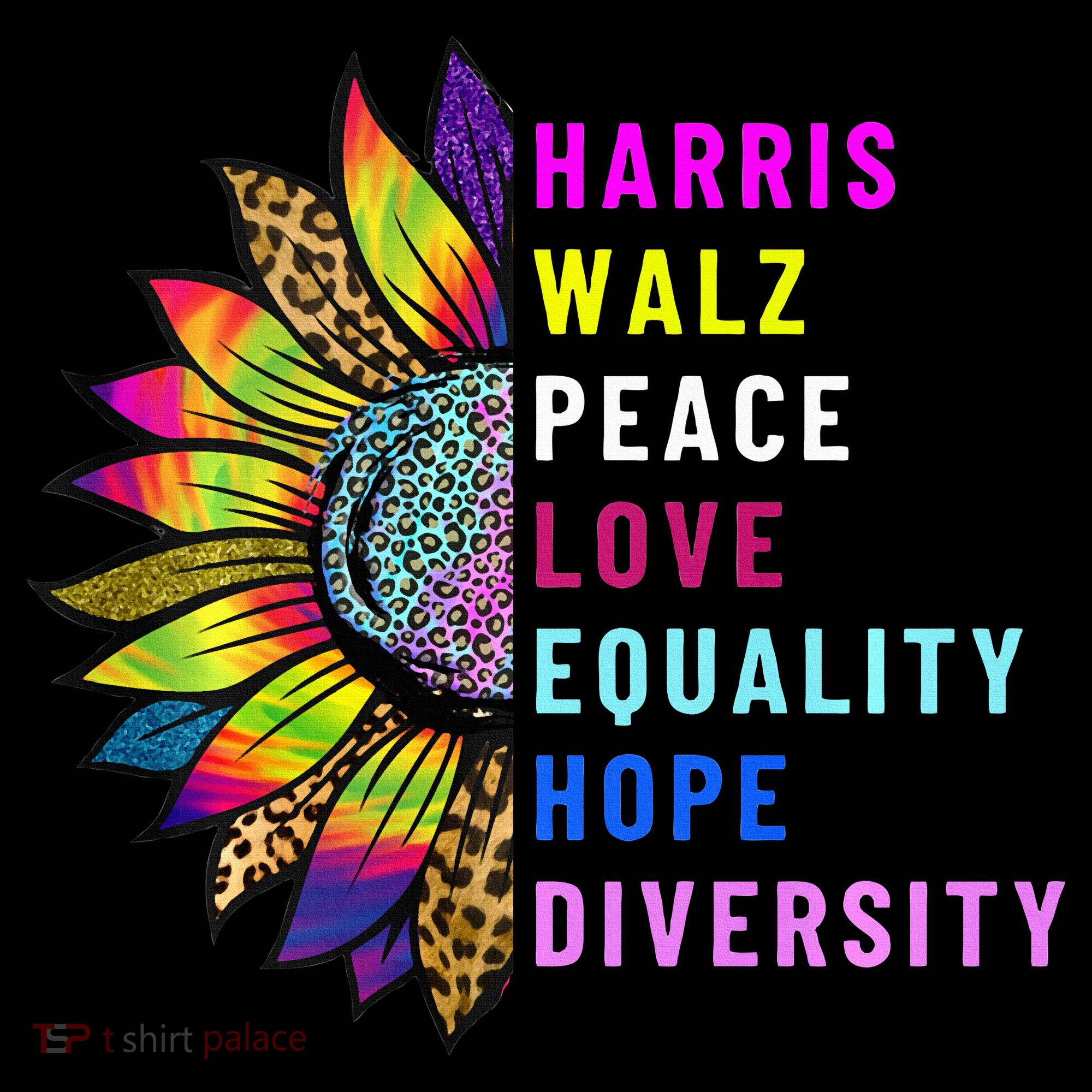 Harris Walz Peace Love Equality Hope Diversity Hoodie