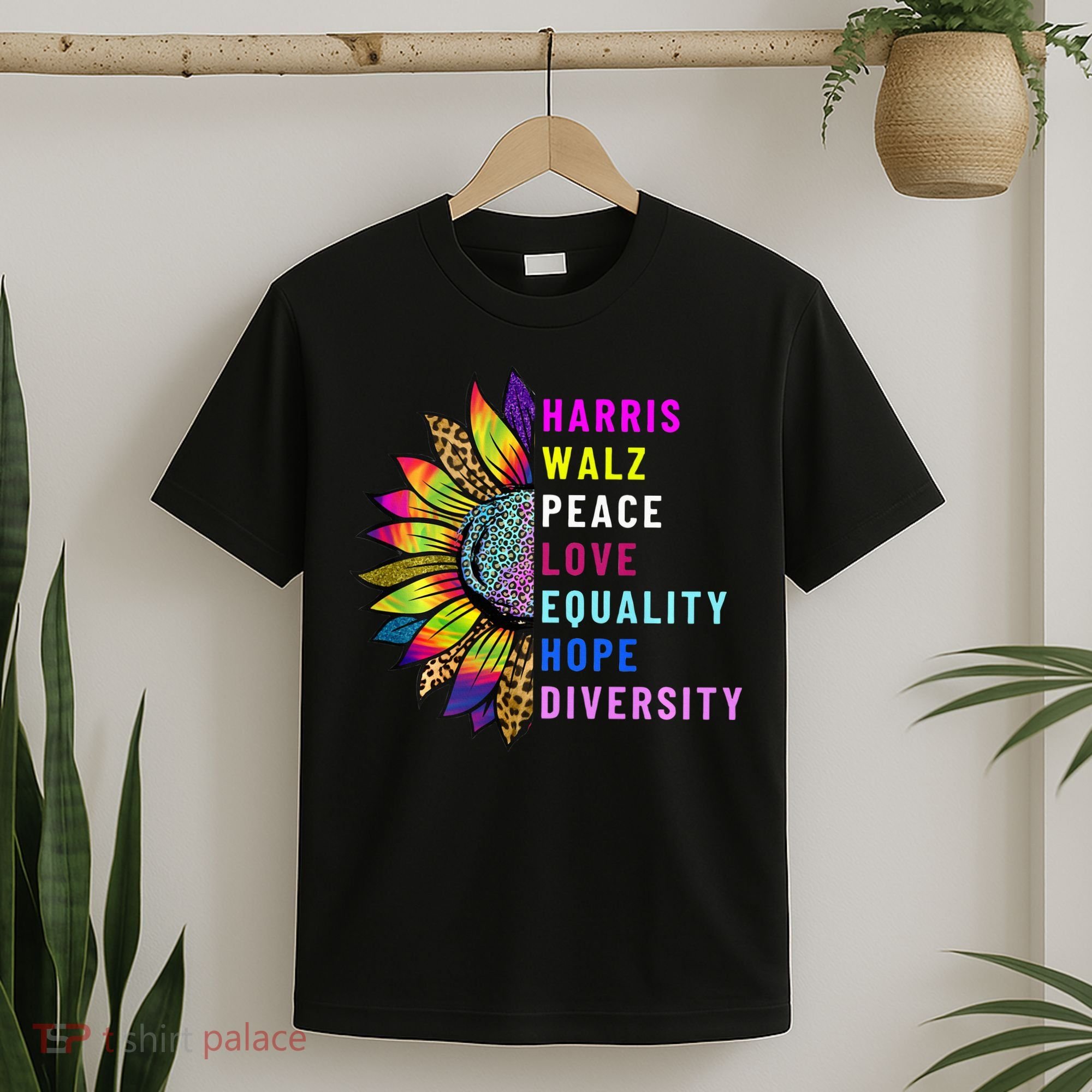 Harris Walz Peace Love Equality Hope Diversity T-Shirt