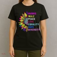 Harris Walz Peace Love Equality Hope Diversity T-Shirt thumb 4