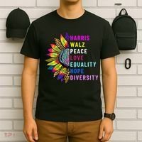 Harris Walz Peace Love Equality Hope Diversity T-Shirt thumb 6