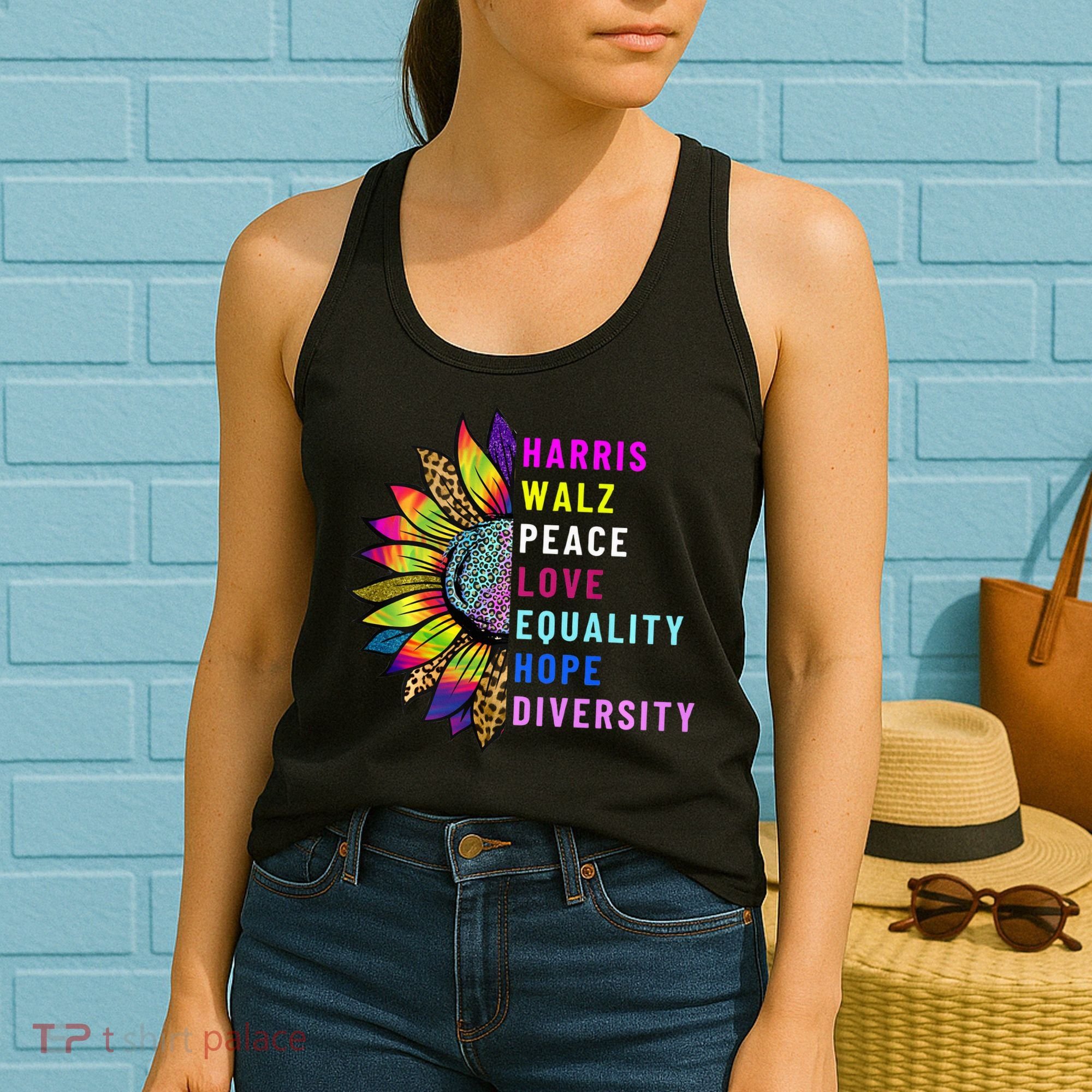 Harris Walz Peace Love Equality Hope Diversity Women's Tank Top