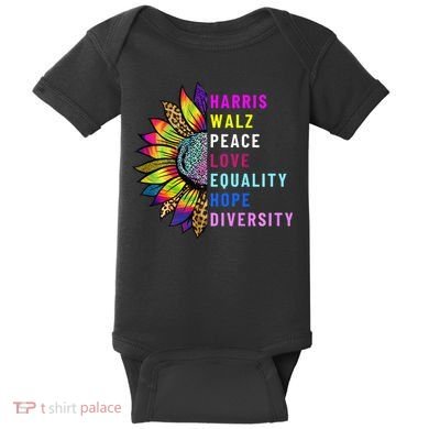 Harris Walz Peace Love Equality Hope Diversity Baby Bodysuit