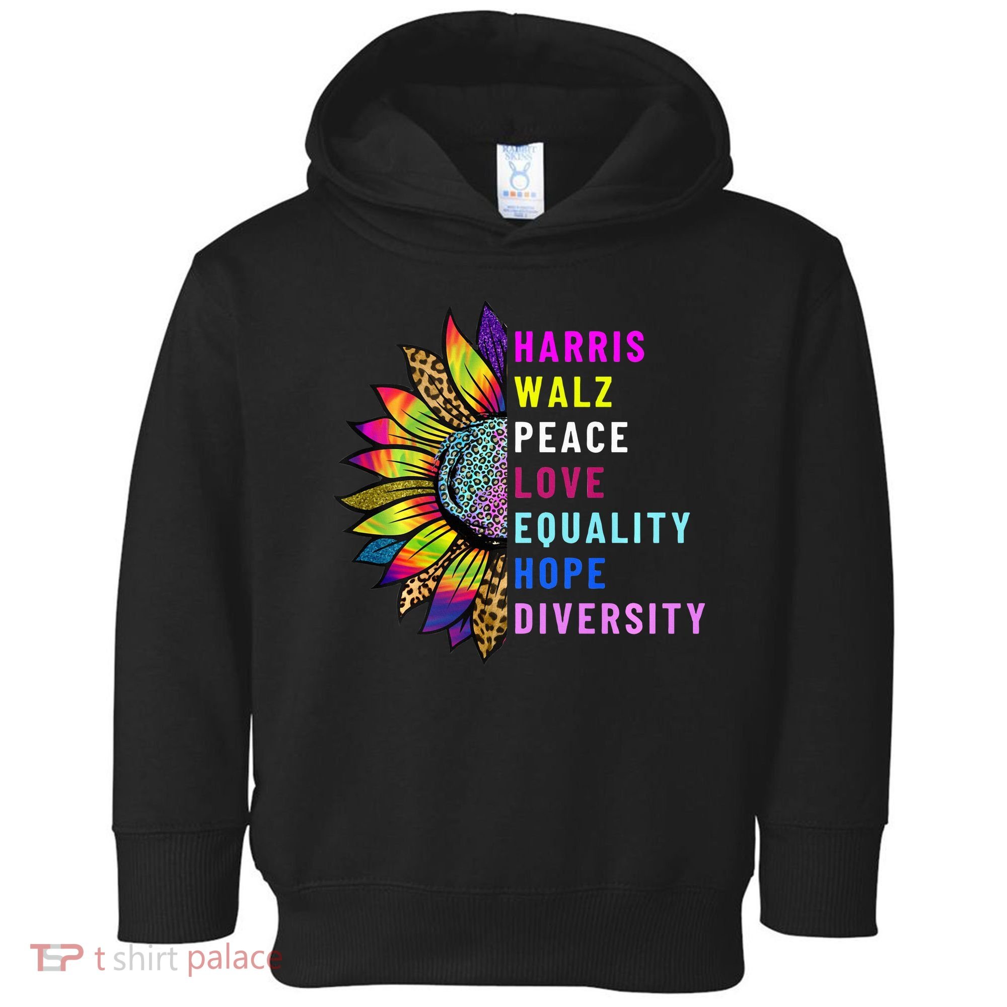 Harris Walz Peace Love Equality Hope Diversity Toddler Hoodie