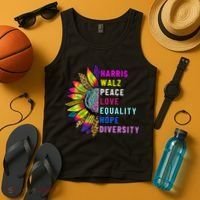 Harris Walz Peace Love Equality Hope Diversity Tank Top thumb 4