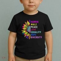 Harris Walz Peace Love Equality Hope Diversity Toddler T-Shirt thumb 2