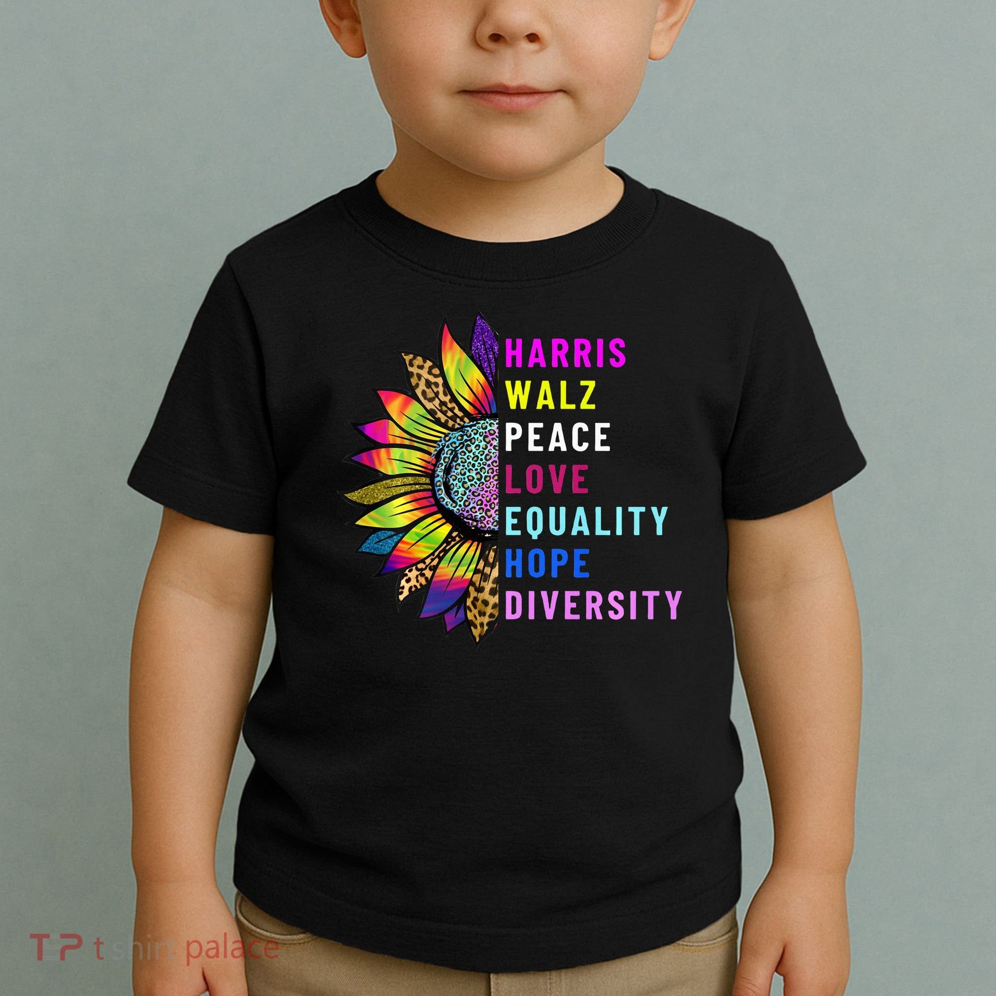 Harris Walz Peace Love Equality Hope Diversity Toddler T-Shirt