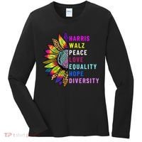 Harris Walz Peace Love Equality Hope Diversity Women's Long Sleeve Shirt thumb 0