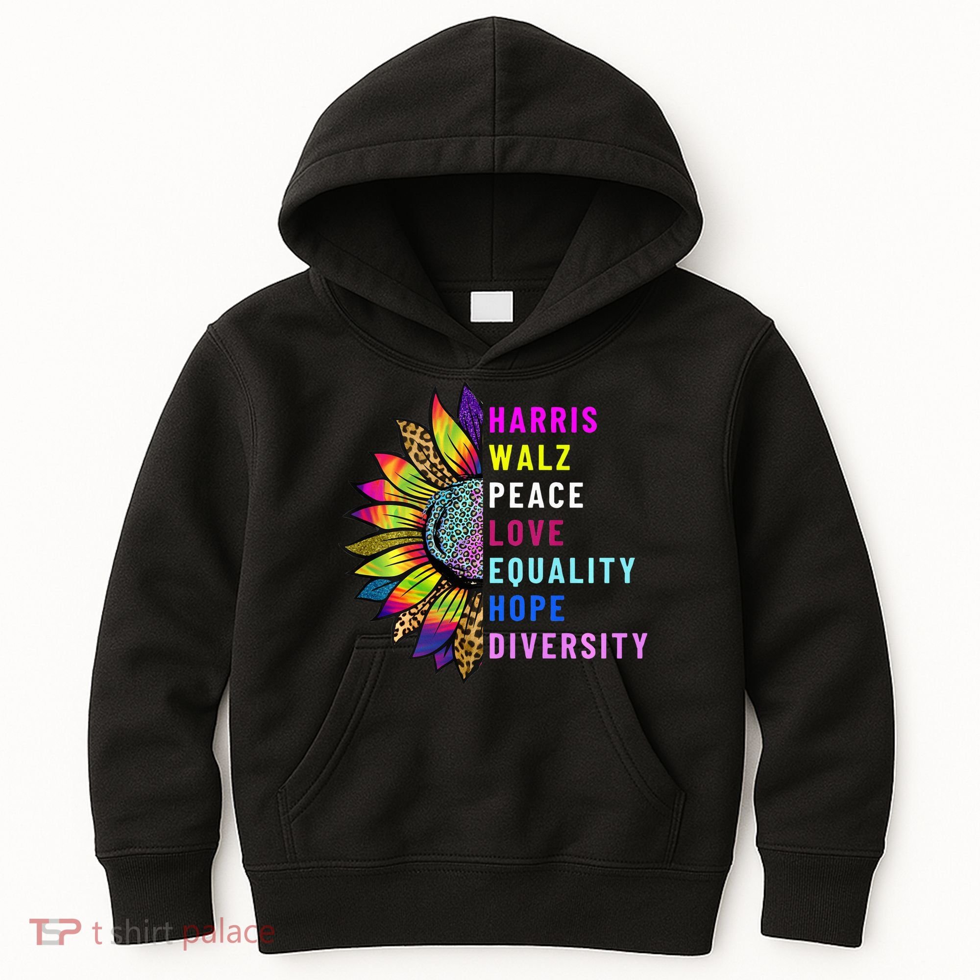 Harris Walz Peace Love Equality Hope Diversity Kids Hoodie
