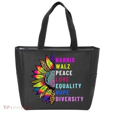 Harris Walz Peace Love Equality Hope Diversity Tote Bag