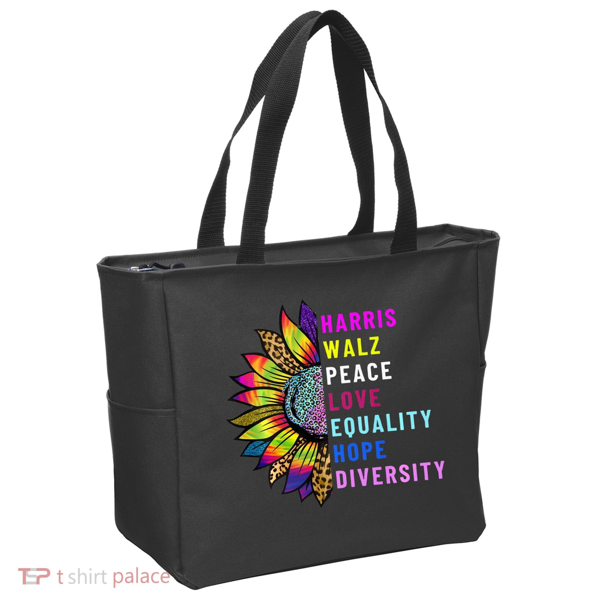 Harris Walz Peace Love Equality Hope Diversity Tote Bag
