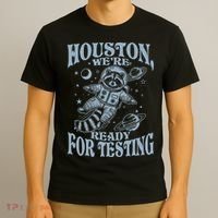 Houston We're Ready For Testing Teacher Racoon Astronaut T-Shirt thumb 3
