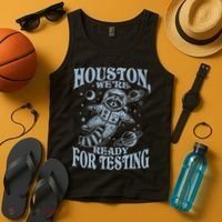 Houston We're Ready For Testing Teacher Racoon Astronaut Tank Top thumb 4