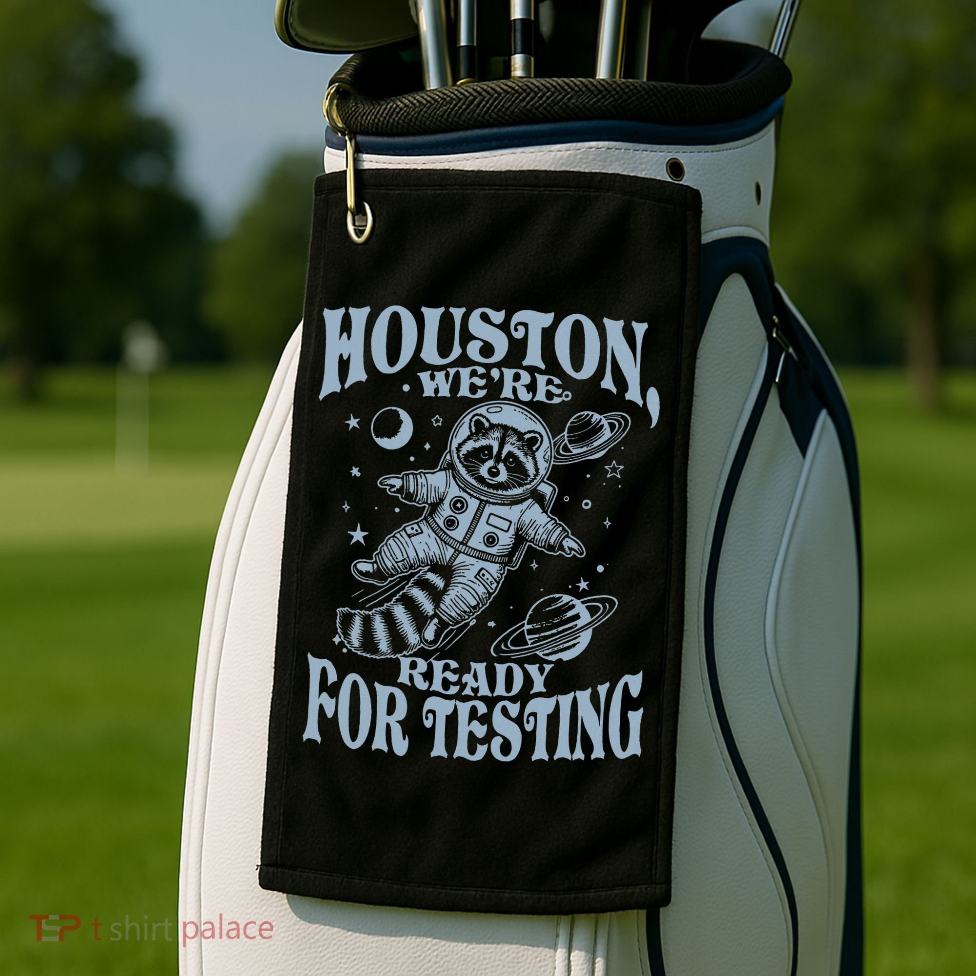 Houston We're Ready For Testing Teacher Racoon Astronaut Golf Towel