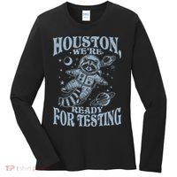Houston We're Ready For Testing Teacher Racoon Astronaut Women's Long Sleeve Shirt thumb 0