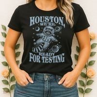 Houston We're Ready For Testing Teacher Racoon Astronaut Women's T-Shirt thumb 2