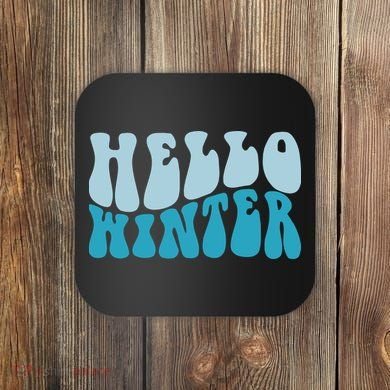 Hello Winter Retro Coaster