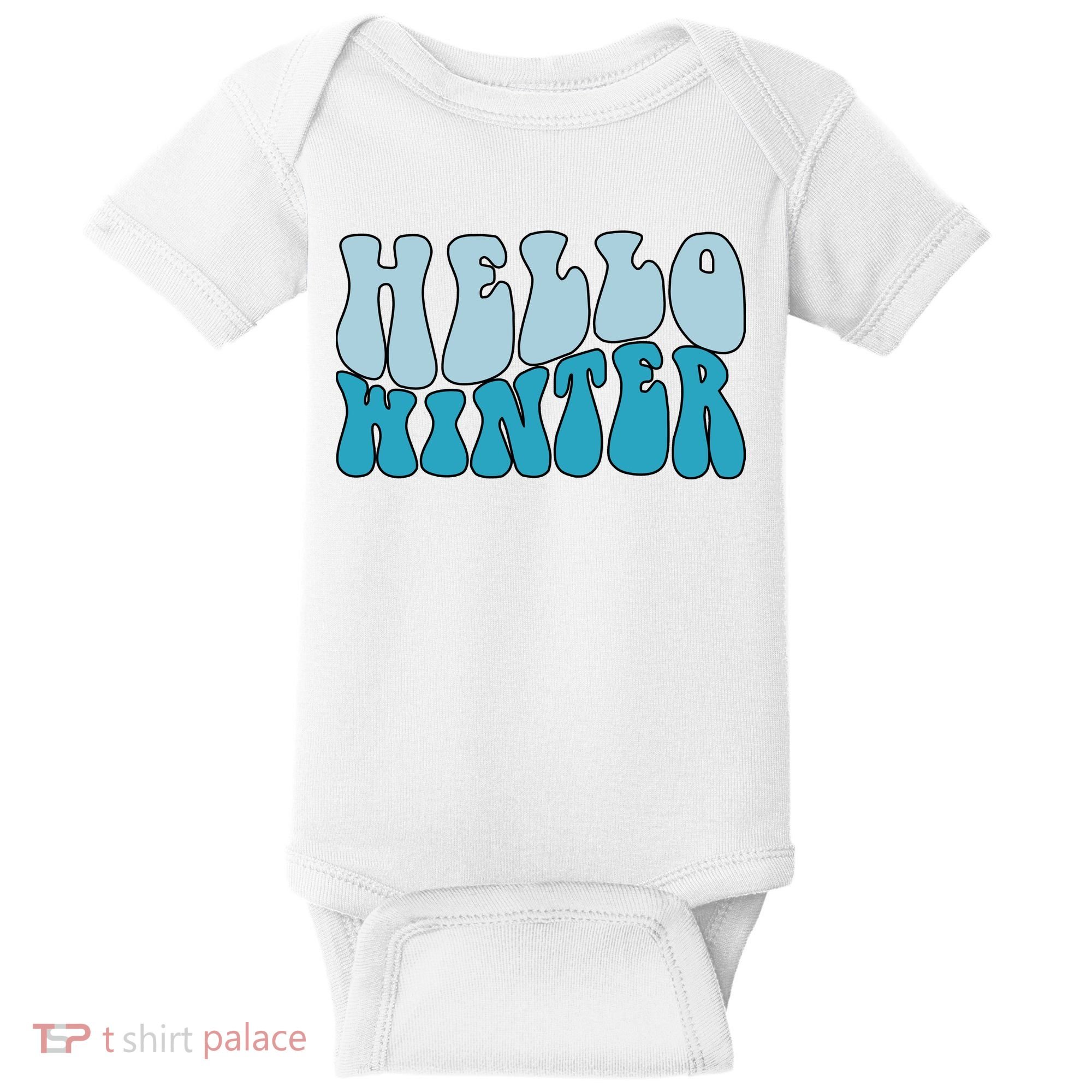 Hello Winter Retro Baby Bodysuit