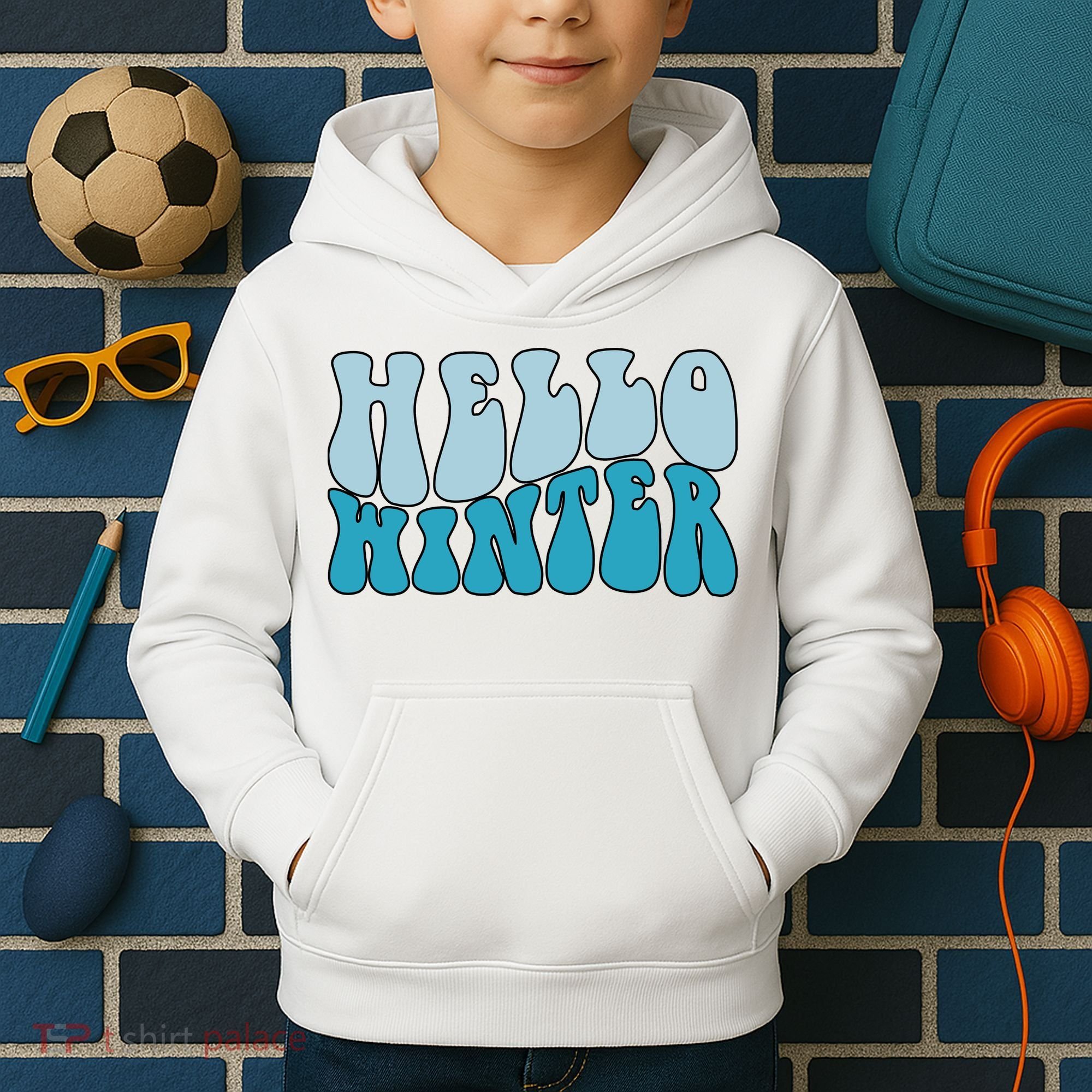 Hello Winter Retro Kids Hoodie
