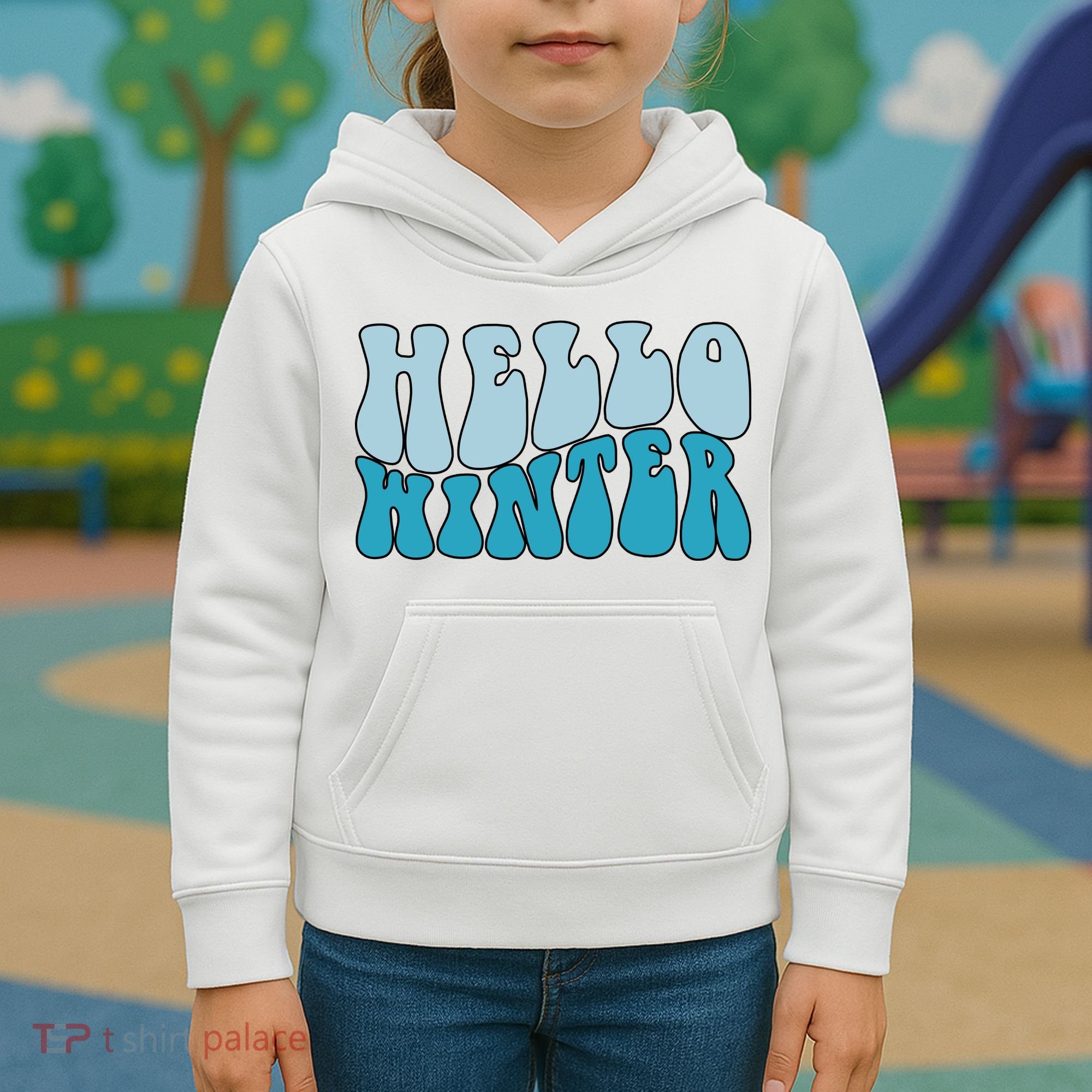 Hello Winter Retro Kids Hoodie