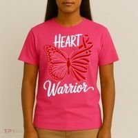Heart Warrior Red Ribbon Butterfly Heart Health Awareness T-Shirt thumb 4