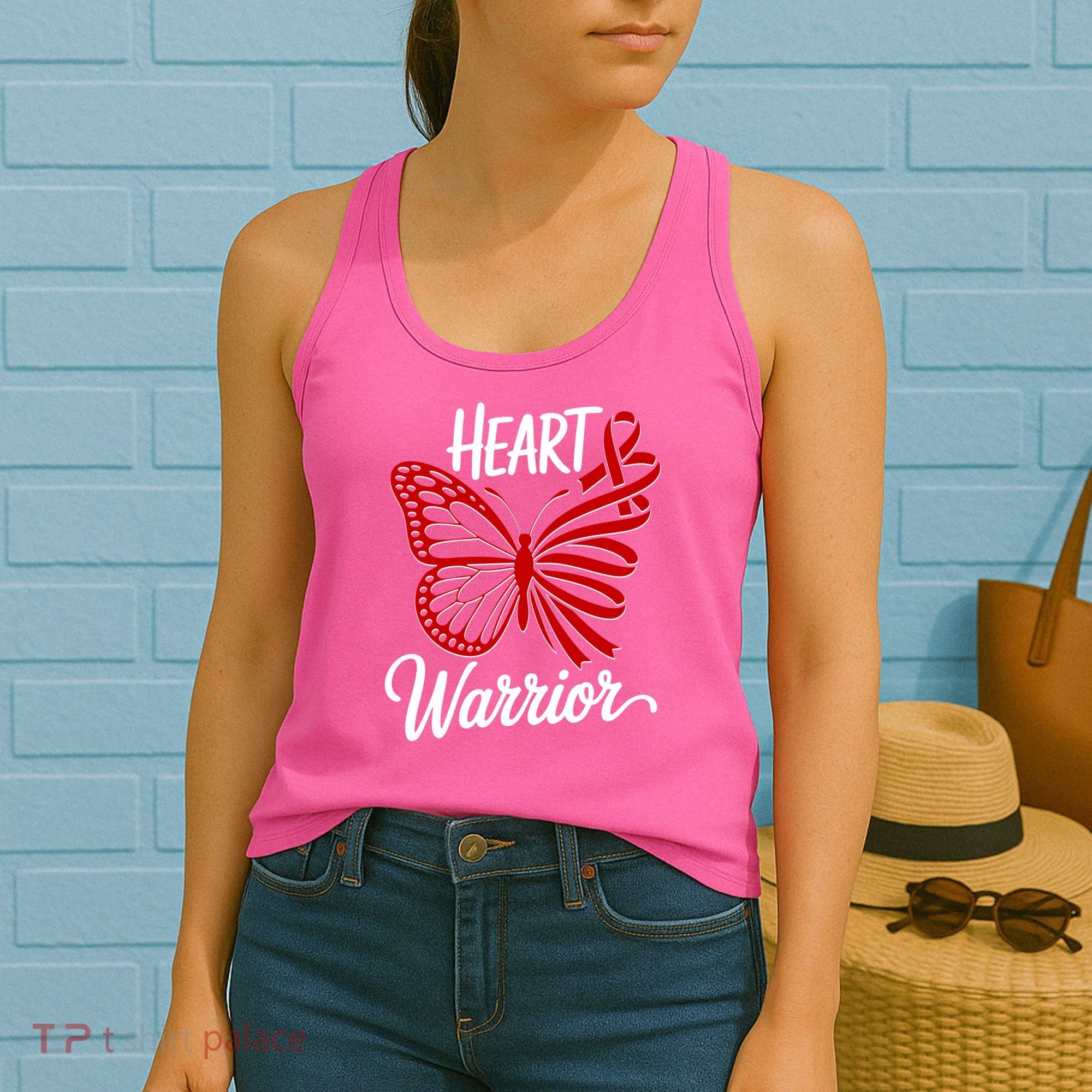 Heart Warrior Red Ribbon Butterfly Heart Health Awareness Women's Tank Top