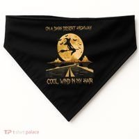 Halloween Witch Riding Brooms On A Dark Desert Highways Road USA-Made Doggie Bandana thumb 0