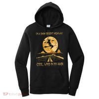 Halloween Witch Riding Brooms On A Dark Desert Highways Road Women's Hoodie thumb 0