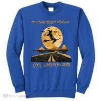 Halloween Witch Riding Brooms On A Dark Desert Highways Road Sweatshirt thumb 0