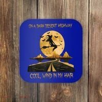 Halloween Witch Riding Brooms On A Dark Desert Highways Road Coaster thumb 0