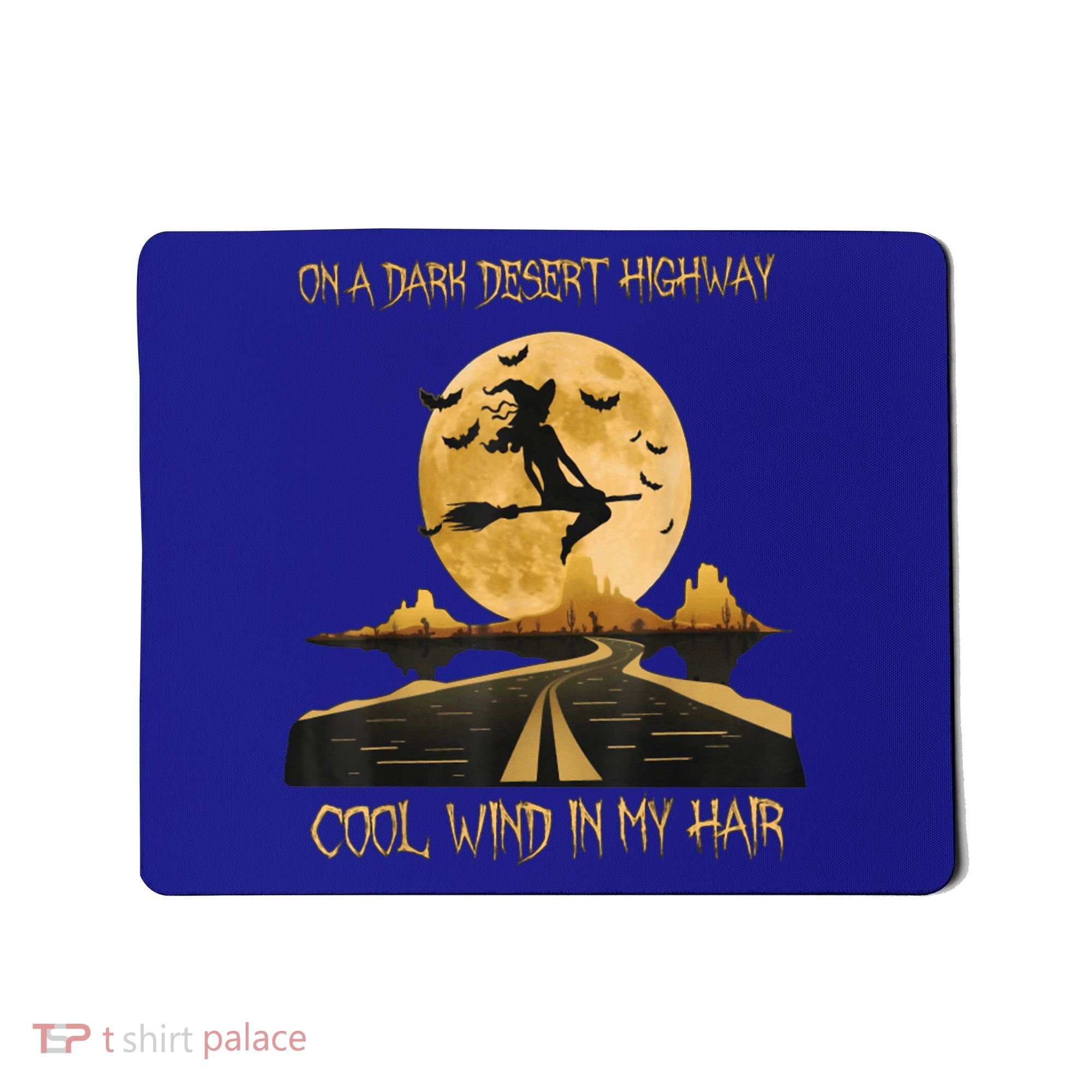 Halloween Witch Riding Brooms On A Dark Desert Highways Road Mousepad
