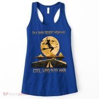 Halloween Witch Riding Brooms On A Dark Desert Highways Road Women's Tank Top thumb 0