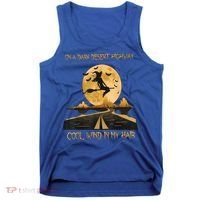 Halloween Witch Riding Brooms On A Dark Desert Highways Road Tank Top thumb 0