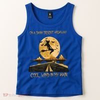 Halloween Witch Riding Brooms On A Dark Desert Highways Road Tank Top thumb 2