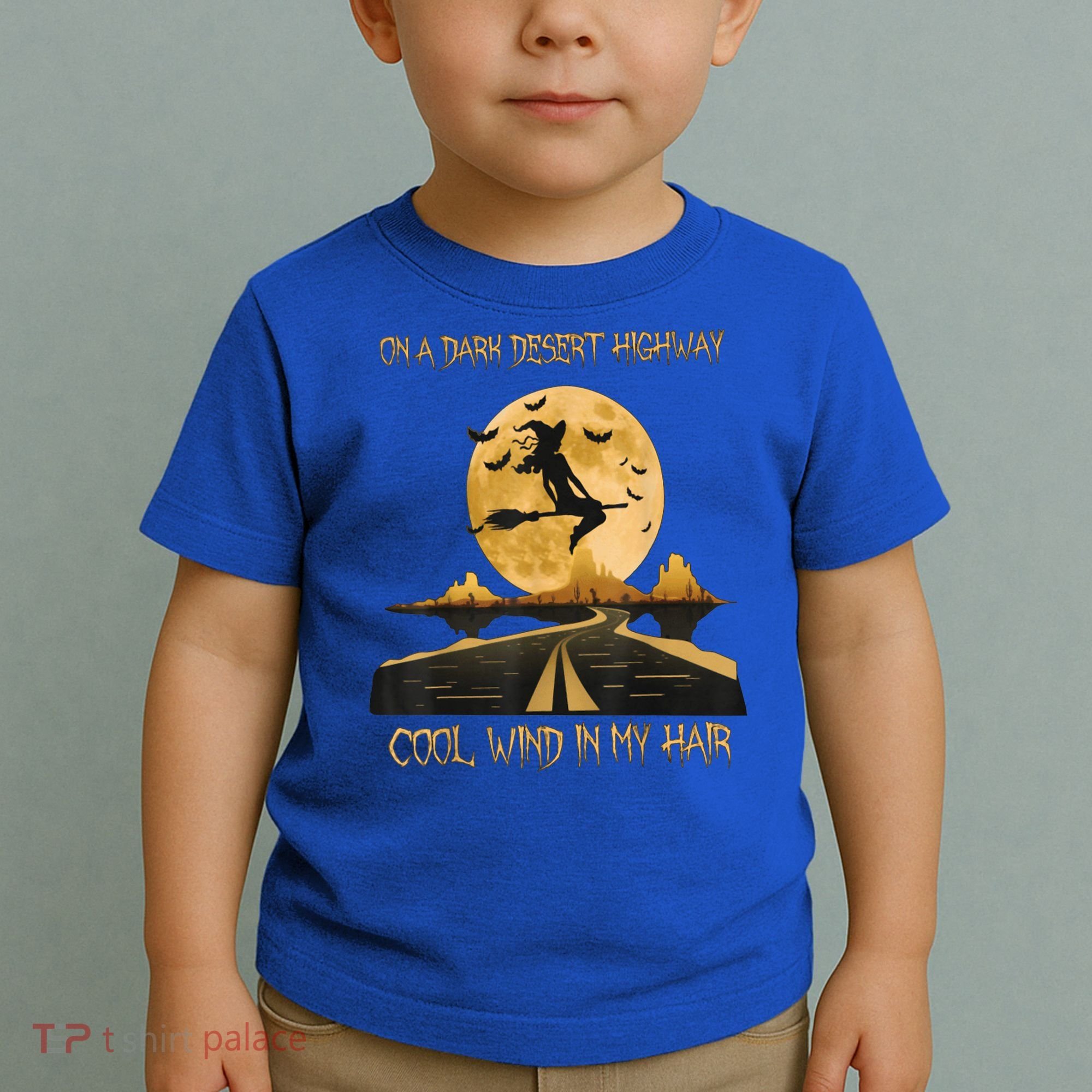 Halloween Witch Riding Brooms On A Dark Desert Highways Road Toddler T-Shirt