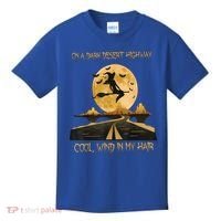 Halloween Witch Riding Brooms On A Dark Desert Highways Road Kids T-Shirt thumb 0