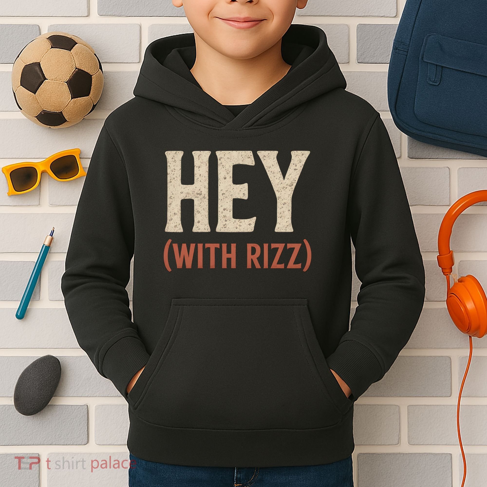 Hey (With Rizz) Kids Hoodie