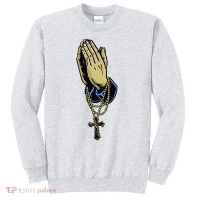 Hand With Rosary Praying Cross Sweatshirt