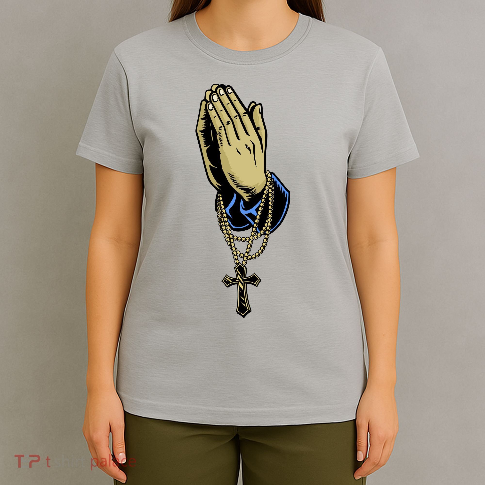 Hand With Rosary Praying Cross T-Shirt
