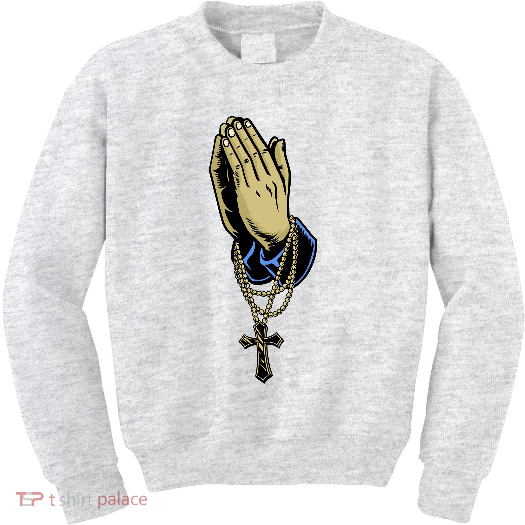 Hand With Rosary Praying Cross Kids Sweatshirt