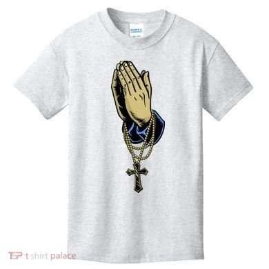 Hand With Rosary Praying Cross Kids T-Shirt