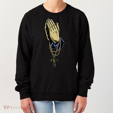 Hand With Rosary Praying Cross Women's Sweatshirt