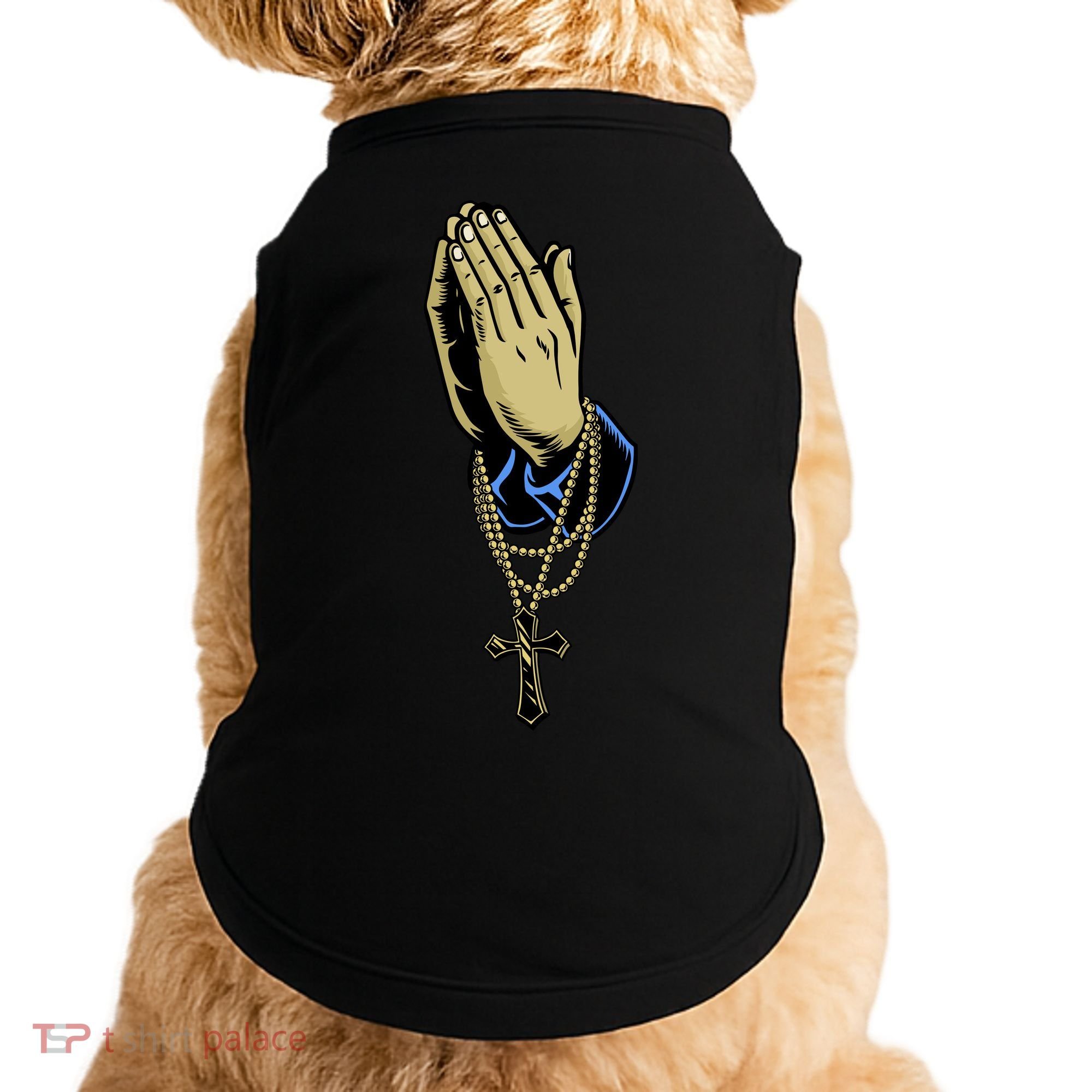 Hand With Rosary Praying Cross Doggie Tank