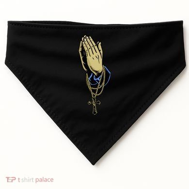 Hand With Rosary Praying Cross USA-Made Doggie Bandana
